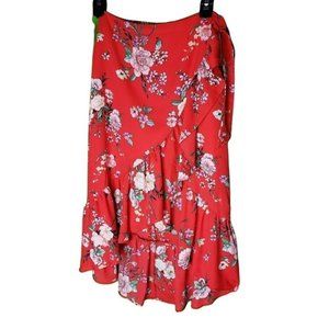 New Rare Edition floral Red asymmetrical skirt Junior 8